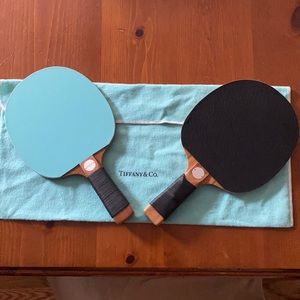Tiffany & Co. Leather and Walnut Table Tennis Paddles